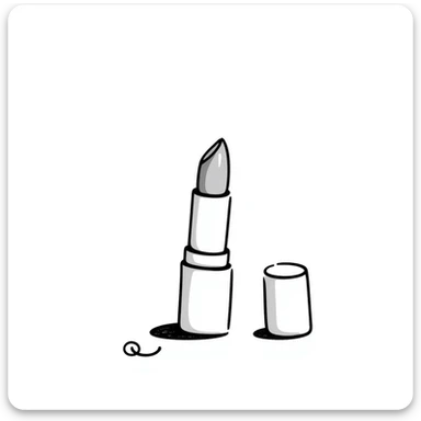 lipstick with the cap off showing the lipstick bullet in pastel colors dd9fb0 ffc6d3 a3bfc9 c4bee2 f1b091, detailed hand-drawn doodle style sticker