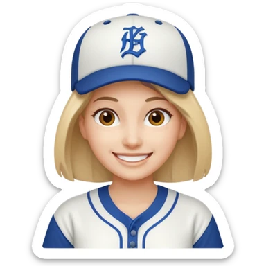 woman with white baseball jersey  sticker