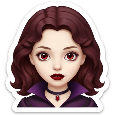 vampire girl with wavy brown hair sticker
