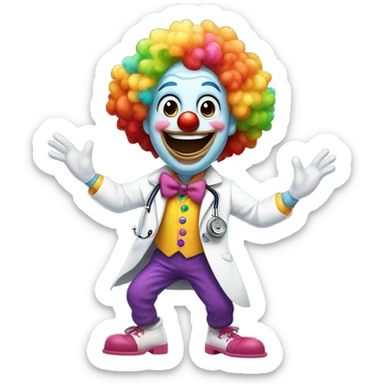 Funny doctor clown dancing sticker