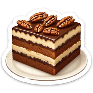 Chocolate caramel pecan cake slice luxury  sticker