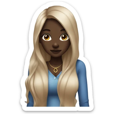 Pretty darkskin girl with long hair hourglass body blue and brown eyes  sticker