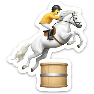 a jumping horse with a cylinder sticker
