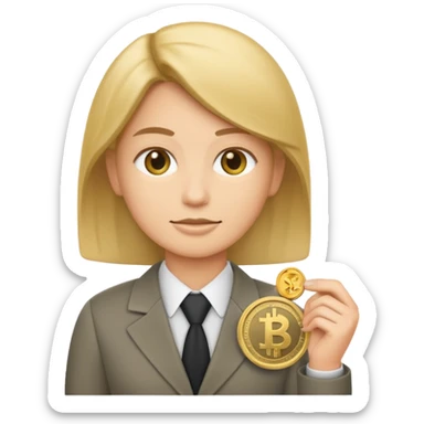 A minimalist emoji-style icon representing company pension plan: A gender-neutral office worker (🧑‍💼) with a coin and a bank symbol (🏦) in the background. sticker