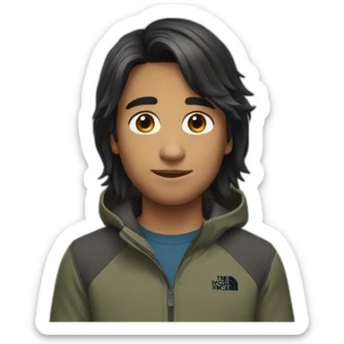 boy mi-long hair with north face  sticker