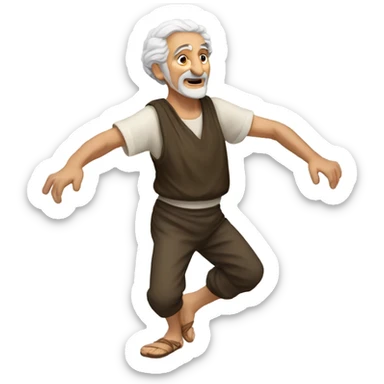 Old Greek man dancing  sticker