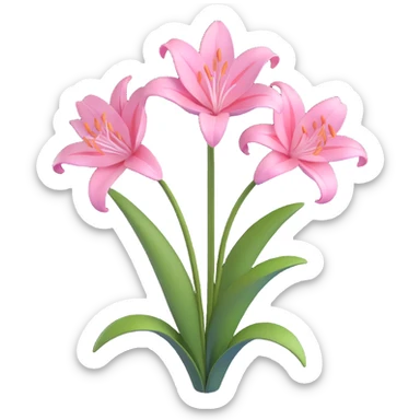 minimal 3D gothic lily with pink accent, simple and mysterious sticker
