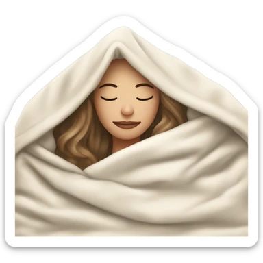 white girl inside a blanket sipping coffee eyes closed sticker