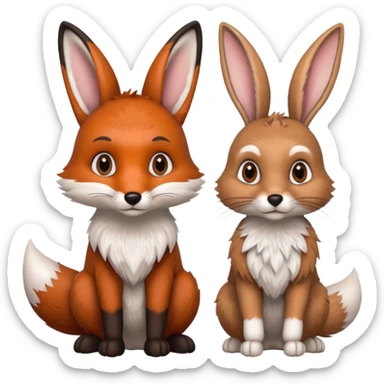 fox and rabbit sticker