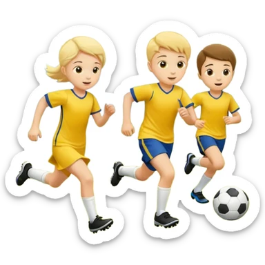 kids play soocer in yellow dress, boys sticker