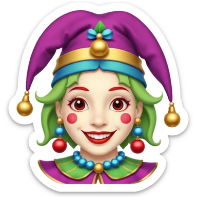 Jester – Smiling trickster with colorful hat and bells sticker