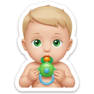Baby boy with green eyes and with pacifier  sticker