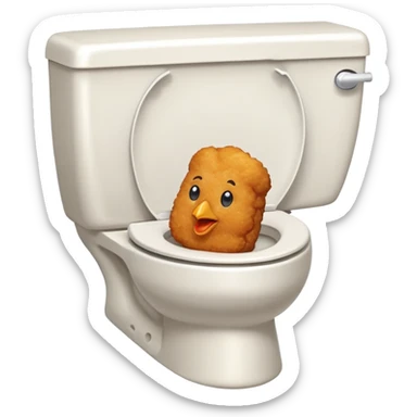 Chicken nugget with a face in a toilet  sticker