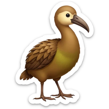 Kiwi bird on two feet longer beak qnd more round sticker