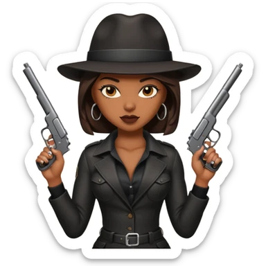 A sexy black female gangster with a gun sticker