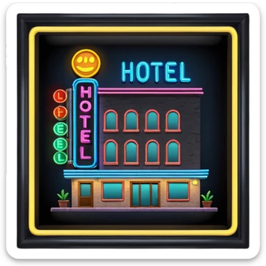 Hotel barato con letrero de neón. sticker
