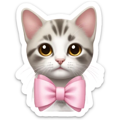 baby pink bow on a cat sticker