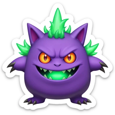 Eldritch Solarpunky Zappy Sprigatito-Gengar-fusion sticker