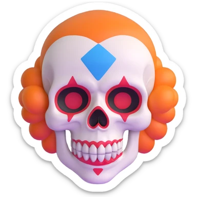 skull with clown makeup sticker