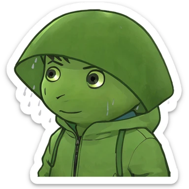 Boy wearing a yellow rain jacket  sticker