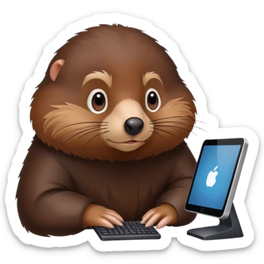 mole using a computer  sticker