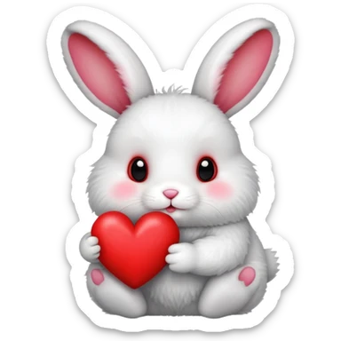 bunny holding heart sticker