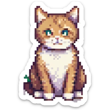 A pixel art cat, sitting, simple and cute. sticker