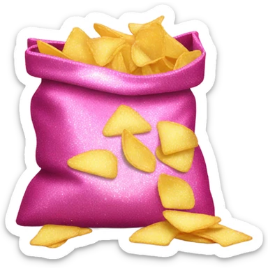 Pink bag of chips with glitter  sticker