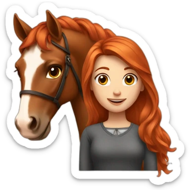 Red haired Girl with brown horse sticker