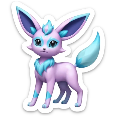 Futuristic Fluffy Celestial Magical Ethereal Glaceon-Espeon-Sylveon-Umbreon-hybrid, full bod sticker