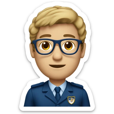 enfermera con uniforme azul navy, pelo castaño y lentes  sticker