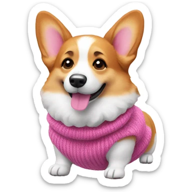 corgi with a pink sweather sticker