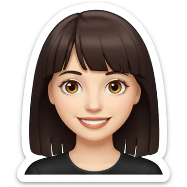 White smiling women with a dark brown fringe sticker