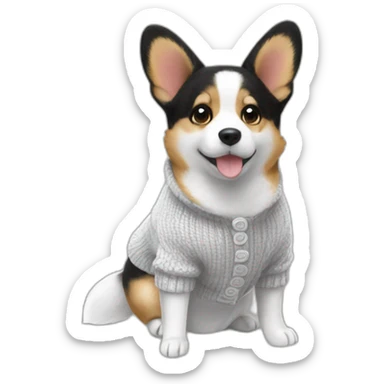 Black and white corgie cardigan without brown sticker