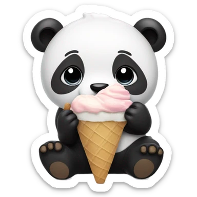 Panda eating ice cream sticker