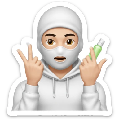 Peux tu me faire un policier gangster avec une cagoule qui fait des doigts shampooing sticker