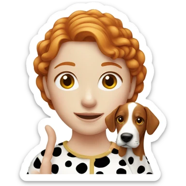 Ginger girl with brown Dalmatian  sticker