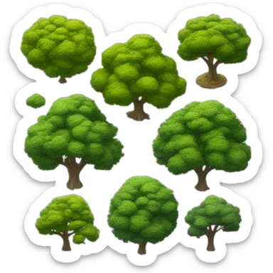 Tree as seen from the sky, looked down from the top, simplified and photorrealistic sticker