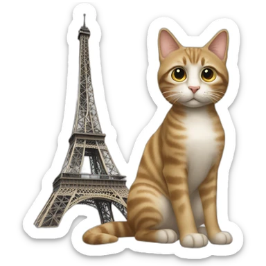 Un chat à côté de la Tour Eiffel sticker