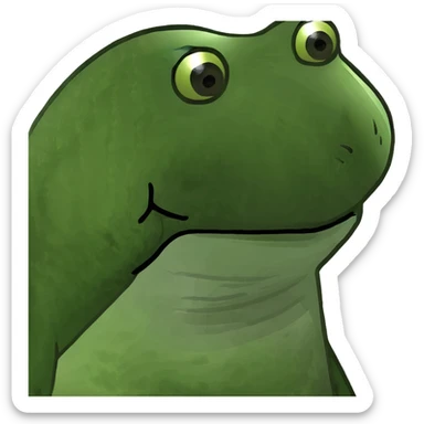 green bufo frog with dark spots representing hyperpigmentation, humorous sticker