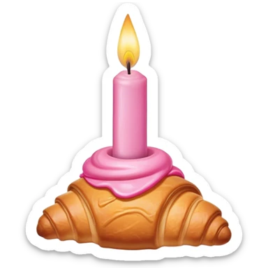 croissant with a pink birthday candle on top sticker