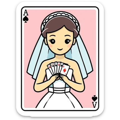 Playing cards with a bride sticker