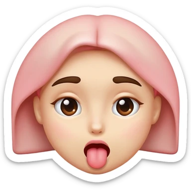 blushing face with eyes rolled up and tongue out sticker