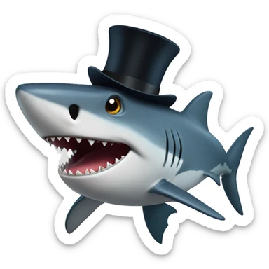 Shark with a top hat sticker