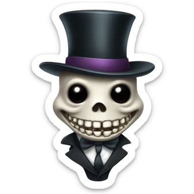 Sharks skeleton with a top hat sitting in a human position with a monocle and can under his arm sticker
