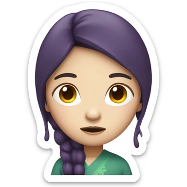 Sick chinese girl with long aubergine hair  sticker