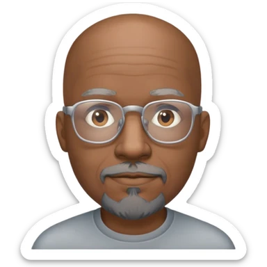 Bald mature Black male with Grey goatee and light glasses
 sticker