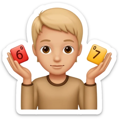 Human with a 6 and a 7 in his hands sticker