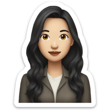 Whitney Lau, long dark hair, woman with Phone sticker