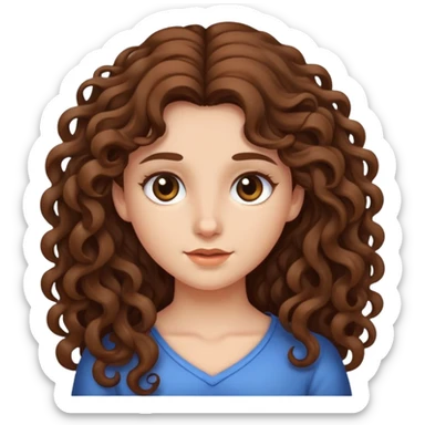 Une fille au cheveux long boucles brun sticker